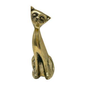 Vintage Unisilver Brass Siamese Cat Figurine | Atomic Mid Century Knick Knack